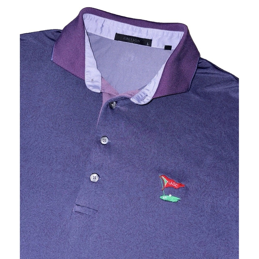 NEW Greyson LACC Performance Golf Polo Men's L Purple AOP